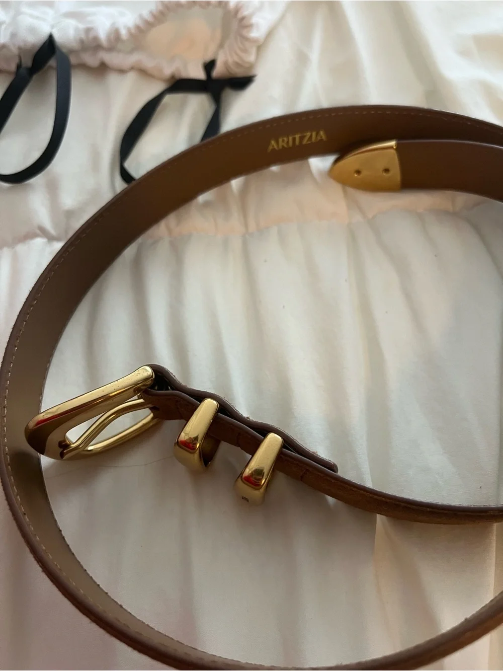 Aritzia | Legendary Solid Brass Suede Belt with Solid Brass Buckle